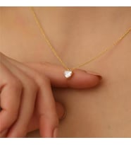 925 Ayar Gümüş Kalpli Tektaş Kolye (Gold)