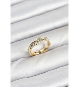 Pirinç Gold Renk Zirkon Taşlı Vintage Kadın Yüzük TJ-BYK3862