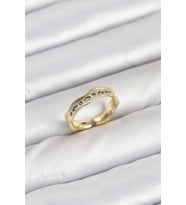Pirinç Gold Renk Zirkon Taşlı Vintage Kadın Yüzük TJ-BYK3862