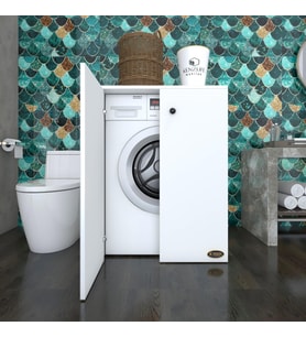 Kenzlife çamaşır makinesi dolabı kapaklı tatyanamdf byz 90*70*60 % 100 mdf full mdf banyo ofis kapaklı arkalıksız (Karışık)