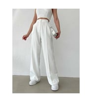 Kadın Beyaz Yüksek Bel Palazzo Pantolon