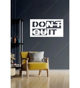 Ahşap Don't Quit Inspirational Duvar Dekoru - Kolay Montaj - 20x40 Cm (Siyah)