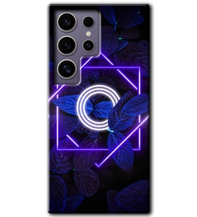Galaxy S24 Ultra Kılıf HD Desen Baskılı Kılıf - Dark Neon Yaprak O Harfi