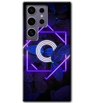 Galaxy S24 Ultra Kılıf HD Desen Baskılı Kılıf - Dark Neon Yaprak O Harfi
