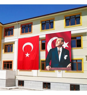 Atatürk Posteri ve Türk Bayrağı Raşel Kumaş 200X300 cm -1