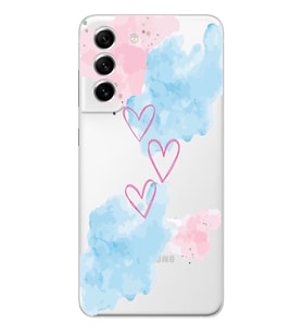 Samsung Galaxy S21 FE Uyumlu Kalp Desenli Şeffaf Telefon Kılıfı