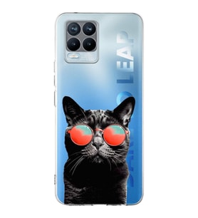 PrintiFy Realme 8 Pro  ile Uyumlu 1mm Slim Fit Kedi 3 050d Baskılı Şeffaf  Kılıf