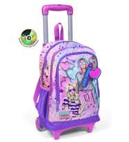 Coral High Kids Pembe Mor Fashion Girl Desenli Üç Bölmeli Çekçekli Okul Sırt Çantası 23955