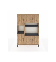 Arges Dolap 9 Raflı 6 Kapaklı 132x30x195 Çam-Çam/Antrasit