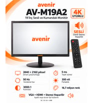 AV-M19A2 19 İnch Sesli Ve Kumandalı 5ms Monitör (4K Uyumlu)