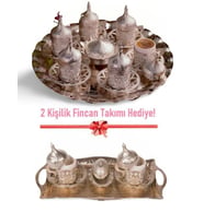 6 Kişilik Özel Üretim Sarmaşık Fincan Takımı & 2 Kişilik Fincan Takımı Hediyeli  Kahve Fincanı Takımı Kahve Fincanı Kahveli Hediye Kutusu (Gümüş)