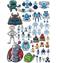 Robot Sticker Set 2 20 Parça Telefon, Tablet, Defter, Laptop Sticker