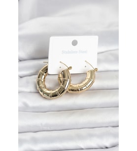316L Çelik Gold Renk Bambu Model Halka Kadın Küpe