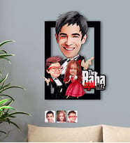 BK Gift Kişiye Özel Godfather Baba Oğul ve Kız Karikatürlü 3D Ahşap Tablo-1
