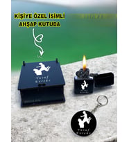Kişiye Özel Isimli Babalar Günü Siyah Benzinli Çakmak Ve Anahtarlık Özel Ahşap Kutusunda