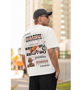 Demon Slayer Baskılı Unisex Oversize Anime Tişört