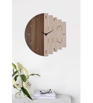 Dekoratif Ahşap Duvar Saati 43 Cm - Ritim (Krem)