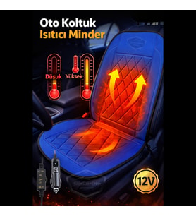 Araç İçi Koltuk Isıtıcısı Oto Isıtmalı Koltuk Minderi Çakmaklık Girişli Isı Ayarlı Mavi 12V 1 Adet