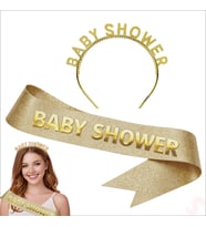 Baby Shower Taç ve Kuşak Seti - Altın