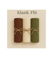 Penye Pamuksu Şal Klasik 3 lü Set (KAHVE)