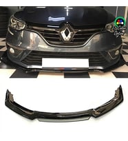 Renault Megane MK4 Gri Renkli Şeritli Dilli Ön Lip 4 Prç Parlak Siyah ABS 2016 - 2021
