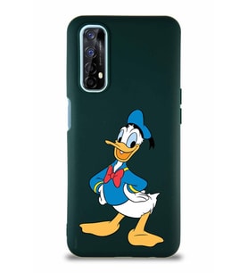Realme 7 Soft Premier Kapak Donald Duck-C Tasarımlı Silikon Kılıf - Yeşil (Şeffaf)