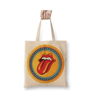 Rolling Stones Beyaz Bez Çanta Uzun Saplı Alışveriş Çantası Plaj Çantası