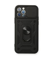 Apple İphone 12 Pro Kılıf Pars Lens Yüzüklü Silikon - Siyah