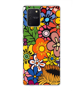PrintiFy Samsung Galaxy A91 ile Uyumlu 1mm Slim Fit Retro Colors 2 Baskılı Şeffaf  Kılıf
