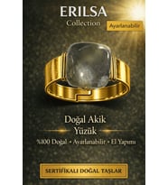 Sertifikalı Gri Akik Doğal Taş Yüzük Ayarlanabilir El Yapımı Sertifikalı Enerji Taşı (Çok Renkli)