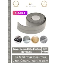 Premium Su Geçirmez Sızdırmaz Dayanıklı Pvc Yağ Kenar Küf Önleyici 3.2m Gri İzolasyon Bant 5 Adet