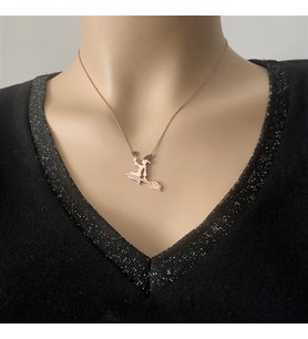 Rose Kaplama Süpürgeli Cadı Gümüş Kolye (Karışık)