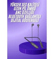 60 Saat Kablolu Boyun Askılı Dijital Göstergeli Bluetooth Kulaklığı