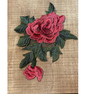 24X17 CM KABARTMA NAKIŞ İŞLEME GÜL APLİKE DİKİŞ AKSESUARI