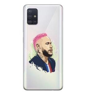 Samsung Galaxy A71 Uyumlu Neymar Tasarımlı Şeffaf Telefon Kılıfı