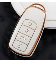 Chery Tiggo 8 Omoda 5 Tiggo 7 Uyumlu Anahtar Kumanda Kılıfı Oto Anahtarlık Beyaz Gold