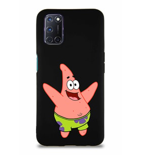Oppo A92 Soft Premier Kapak Patrick Yıldız Tasarımlı Silikon Kılıf - Siyah (Şeffaf)