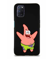Oppo A92 Soft Premier Kapak Patrick Yıldız Tasarımlı Silikon Kılıf - Siyah (Şeffaf)