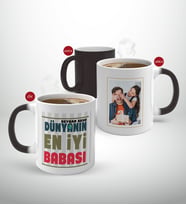 BK Gift Kişiye Özel Babalar Günü Hediyesi Fotoğraflı Sihirli Kupa Bardak-45 (Beyaz)