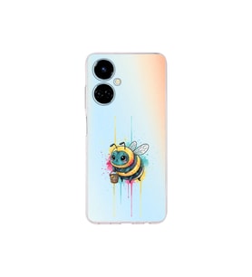 Tecno Camon 19 ile uyumlu Splash arı tasarımlı şeffaf silikon kılıf