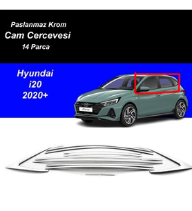 Hyundai İ20 Cam Çıtası Komple Set Çerçevesi Kromu Nikelajı 2020 Sonrası