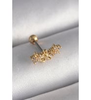 316L Çelik Gold Renk Zirkon Taşlı Çiçek Tragus Piercing