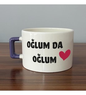 Oğlum Da Oğlum Baskılı Mor Kulplu C Fincan