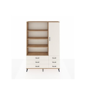 Arges Gardrop 8 Raflı 6 Çekmeceli Tek Kapaklı  132x30x195 Çam-Aytaşı