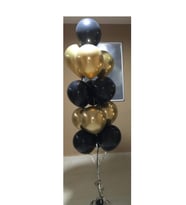 SEVGİLİYE HELYUMLU UÇAN BALON DEMETİ KROM BALONLAR EŞLİĞİNDE 14 Adet (Siyah-Gold-Krem)