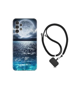 Samsung Galaxy A54 Kılıf Ipli Boyun Askılı Desenli Silikon Great Moon 1301