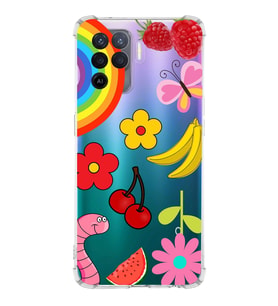PrintiFy Oppo A94 Uyumlu Water Color 5 Baskılı Şeffaf Köşe Korumalı Antişok Kılıf