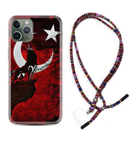 Apple iPhone 11 12 13 14 Pro Max Kılıf Boyun Asklı Rasta Silikon Wolf and Moon 2 1381