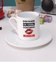 Dünyanın En Güzel Öğretmeni Türk Kahvesi Fincanı Beyaz