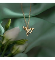 Kişiye Özel 925 Ayar Gümüş Sinek Kuşu Model Zarif Kolye (Gold)